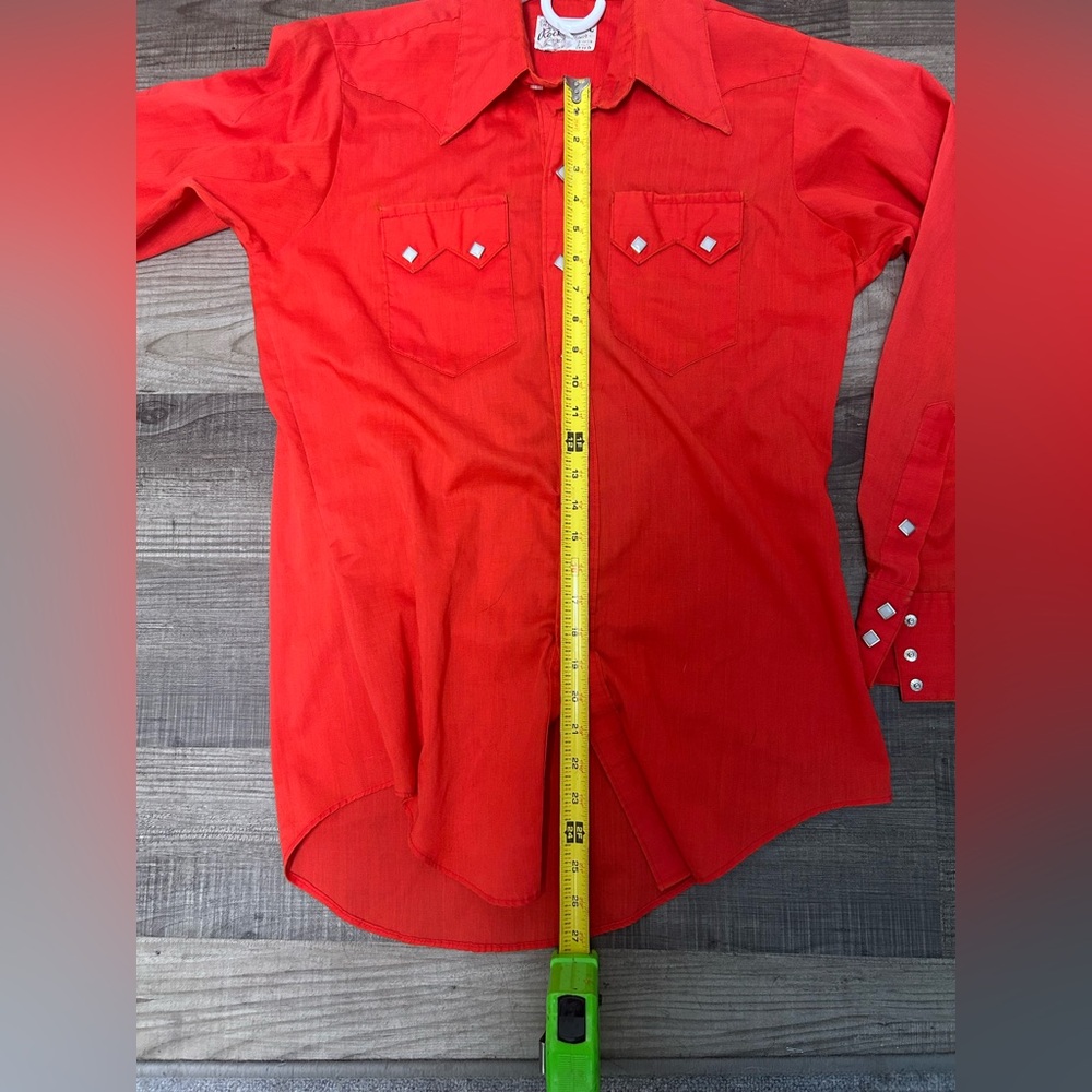 Vtg Rockmount Ranch Wear Tru-West Pearl Snap Shirt Red USA Men's Size Small - Picture 8 of 8